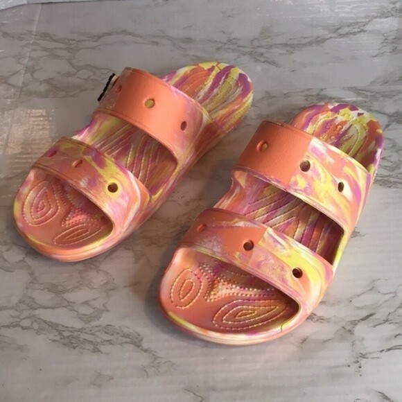 Crocs classic tie dye marble sandals size 11 - Picture 2 of 9